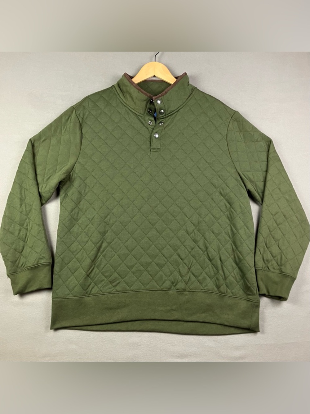 Wilkens Bros Heritage Collection Quilted 1/4 Snap Pullover Sweater Green Mens XL